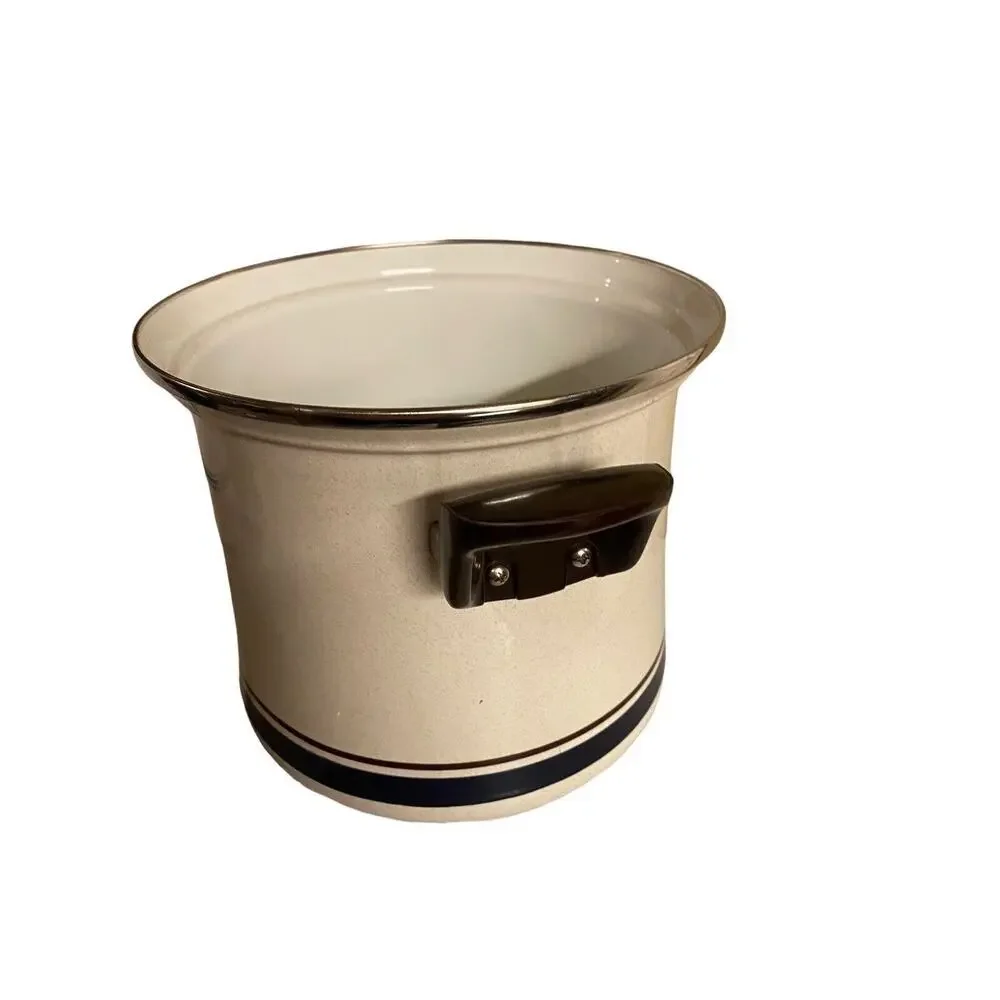 Vintage Stock Pot Porcelain Steel Sanko Contemporary Chateau Handpainted 8 Quart